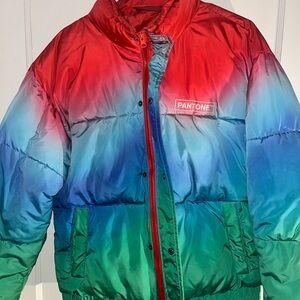 Pantone Men's Gradient Puffer Jacket - Red, Blue, Green